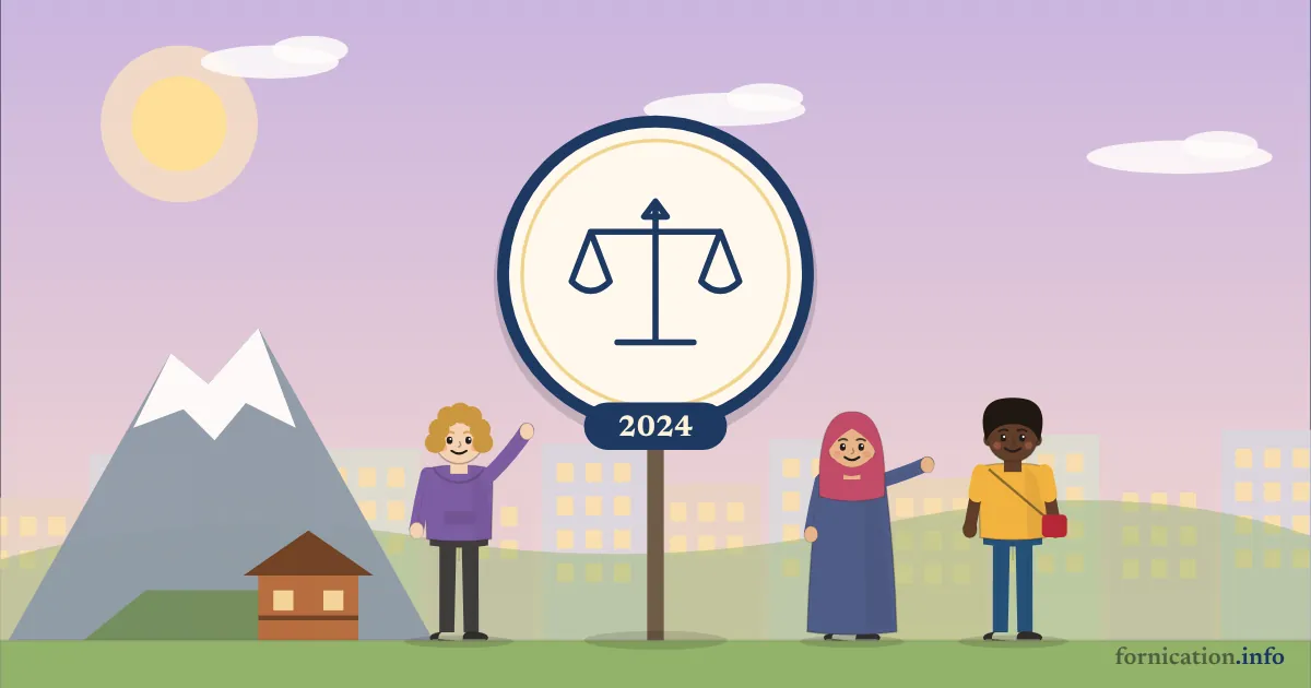 Couverture illustrée : la balance de la justice sur une carte (Suisse), 2024